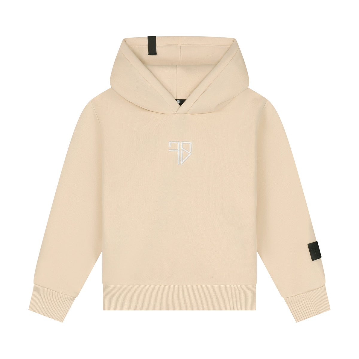 Vader en zoon in beige Enzo hoodie trainingspak buiten zij-aanzicht
