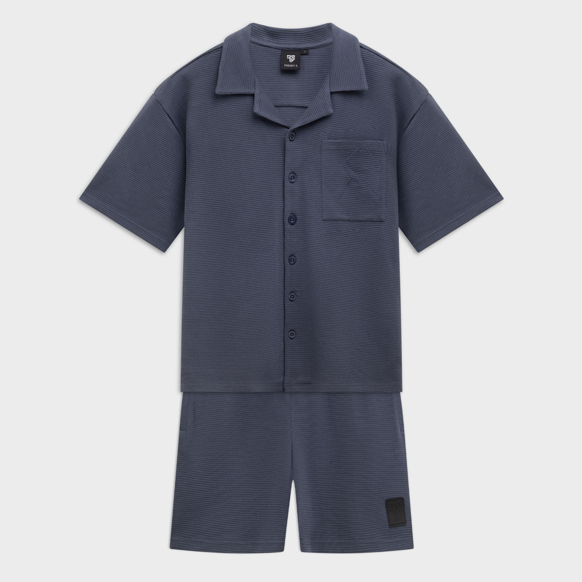 Resort set heren blauw cuban collar overhemd en matching short Frenky S