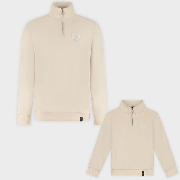 LUNIO Pullover mit halbem Reißverschluss | Beige - VATER &amp; SOHN